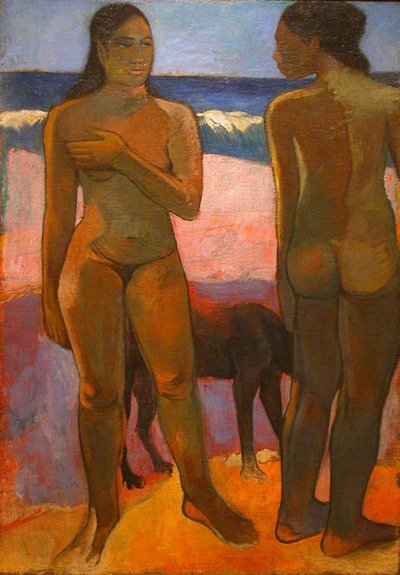Dois nus em uma praia taitiana de Paul Gauguin